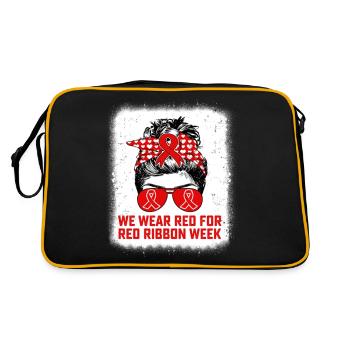 Nous portons du rouge pour l’enseignant de sensibilisation à la Semaine du ruban rouge - Sac Retro - noir/or - Dos