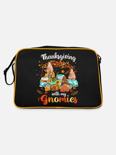Thanksgiving avec mes amis gnomies joyeux automne - Sac Retro - noir/or - Dos