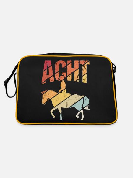 8. Geburtstag Reiterin Geschenk Pferde Fan 8 Jahre - Retro Tasche - Schwarz/Gold - Hinten