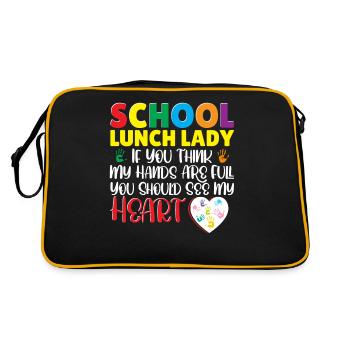 Cafeteria Mitarbeiter Cafeteria-Worker Pensioniert - Retro Tasche - Schwarz/Gold - Hinten
