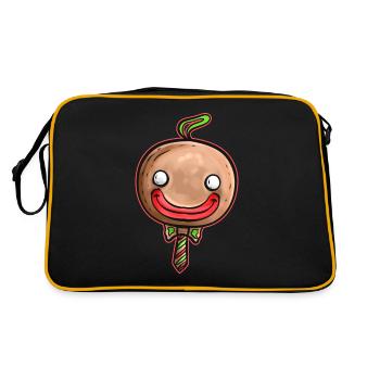 Kawaii Christmas Tree Ball Globe Gingerbread Man - Retro Tasche - Schwarz/Gold - Hinten