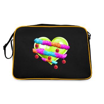 Cœur vert avec guirlande et boules d’arbre de Noël - Sac Retro - noir/or - Dos