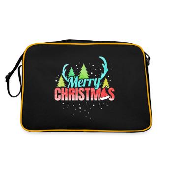 Joyeux Noël Logo Santas Hat Antlers Noël - Sac Retro - noir/or - Dos