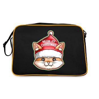 Kawaii Cat Santas Hat Miaou de Noël - Sac Retro - noir/or - Dos
