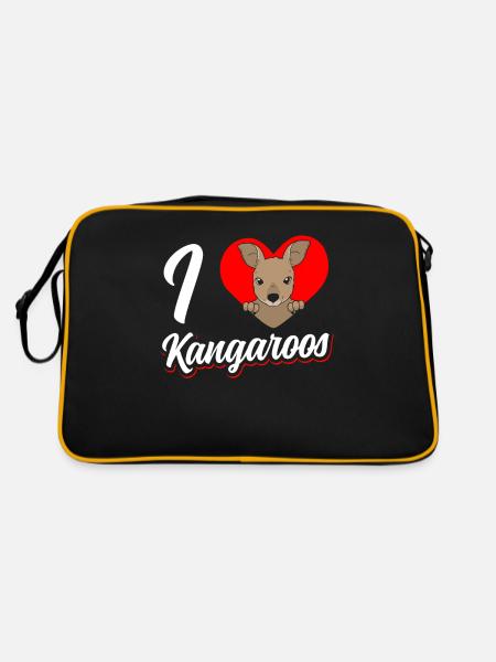 I love kangaroos lover animal kangaroo - Retro Bag - black/gold - Back