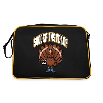 Thanksgiving Fußball Türkei Fußball stattdessen? - Retro Tasche - Schwarz/Gold - Hinten