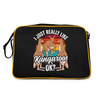 Ich Mag Kängurus Einfach Sehr Tier Känguru - Retro Tasche - Schwarz/Gold - Hinten