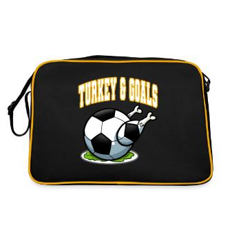 Thanksgiving Fußball Türkei und Tore - Retro Tasche - Schwarz/Gold - Hinten