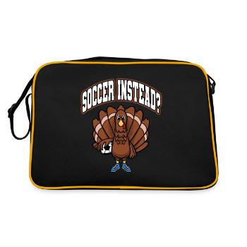 Thanksgiving Fußball Türkei Fußball stattdessen? - Retro Tasche - Schwarz/Gold - Hinten