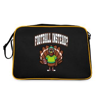 Thanksgiving Fußball Türkei Fußball stattdessen? - Retro Tasche - Schwarz/Gold - Hinten