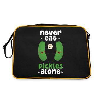 Never Eat Pickles Alone - Retro Tasche - Schwarz/Gold - Hinten