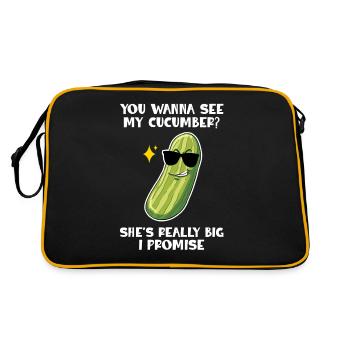 You Wanna See My Cucumber Shes Really Big - Retro Tasche - Schwarz/Gold - Hinten