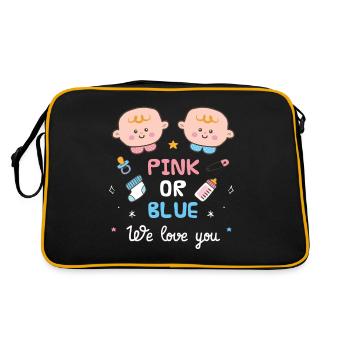 Pink Or Blue We Love You - Retro Tasche - Schwarz/Gold - Hinten