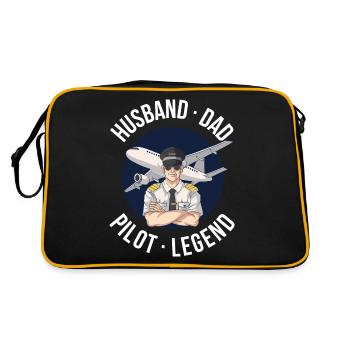 Husband Dad Pilot Legend Pilot Gift - Retro Bag - black/gold - Back