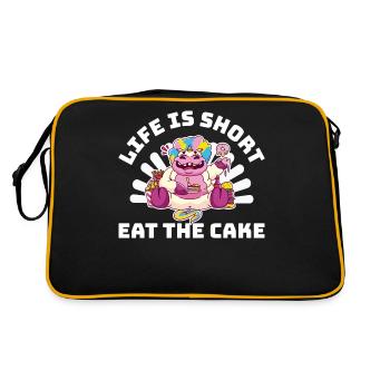 Life Is Short Eat The Cake Cake Gift - Retro Bag - black/gold - Back