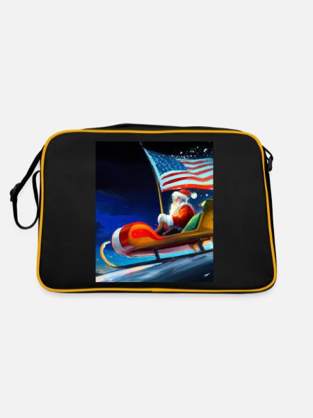 Amerikanisches Weihnachten Weihnachtsmann Mit - Retro Tasche - Schwarz/Gold - Hinten