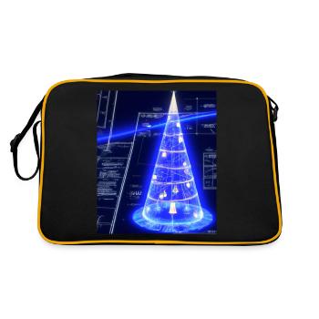 Weihnachten Weihnachtsbaum Schematic Blaupause - Retro Tasche - Schwarz/Gold - Hinten