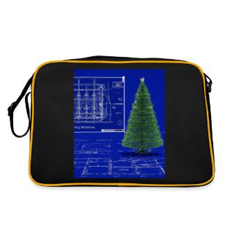 Weihnachten Weihnachtsbaum Schematic Blaupause - Retro Tasche - Schwarz/Gold - Hinten