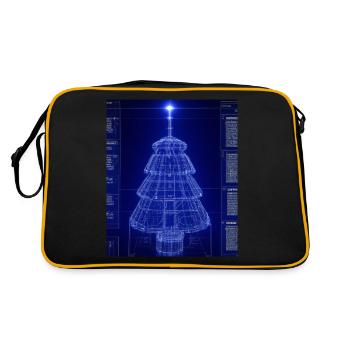 Weihnachten Weihnachtsbaum Schematic Blaupause - Retro Tasche - Schwarz/Gold - Hinten