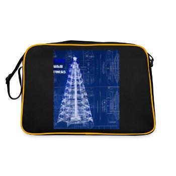 Weihnachten Weihnachtsbaum Schematic Blaupause - Retro Tasche - Schwarz/Gold - Hinten