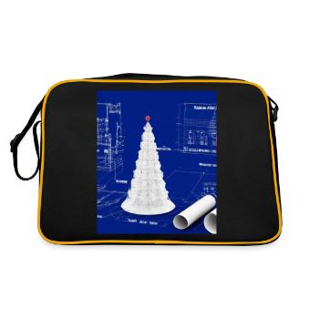 Weihnachten Weihnachtsbaum Schematic Blaupause - Retro Tasche - Schwarz/Gold - Hinten