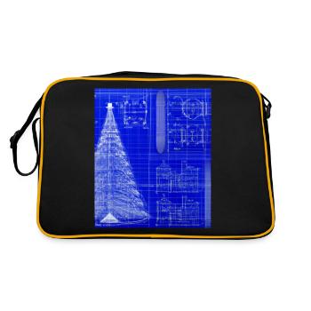 Weihnachten Weihnachtsbaum Schematic Blaupause - Retro Tasche - Schwarz/Gold - Hinten