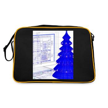 Weihnachten Weihnachtsbaum Schematic Blaupause - Retro Tasche - Schwarz/Gold - Hinten