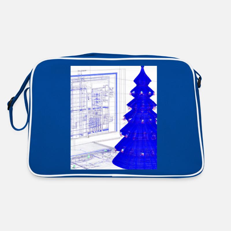 Christmas Christmas Tree Schematic Blueprint Retro Bag