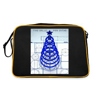 Weihnachten Weihnachtsbaum Schematic Blaupause - Retro Tasche - Schwarz/Gold - Hinten