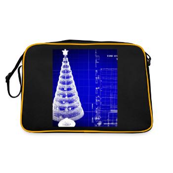 Weihnachten Weihnachtsbaum Schematic Blaupause - Retro Tasche - Schwarz/Gold - Hinten