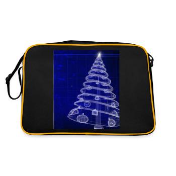 Weihnachten Weihnachtsbaum Schematic Blaupause - Retro Tasche - Schwarz/Gold - Hinten