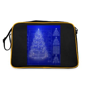 Weihnachten Weihnachtsbaum Schematic Blaupause - Retro Tasche - Schwarz/Gold - Hinten
