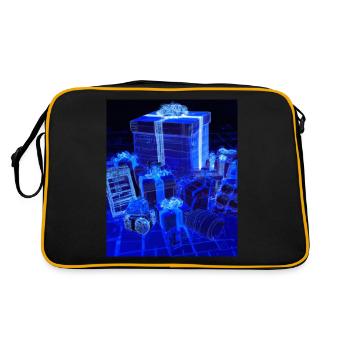 Weihnachten Weihnachtsbaum Schematic Blaupause - Retro Tasche - Schwarz/Gold - Hinten