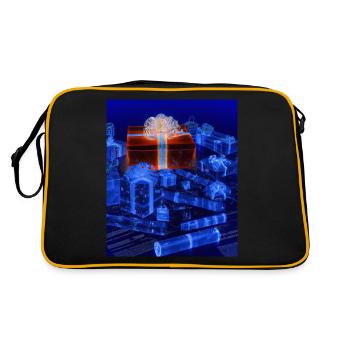 Weihnachten Weihnachtsbaum Schematic Blaupause - Retro Tasche - Schwarz/Gold - Hinten