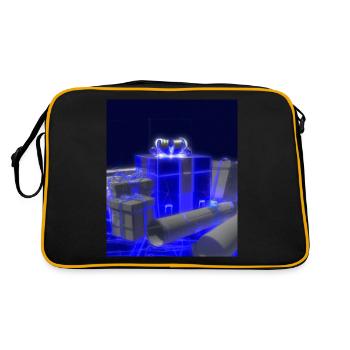 Weihnachten Weihnachtsbaum Schematic Blaupause - Retro Tasche - Schwarz/Gold - Hinten