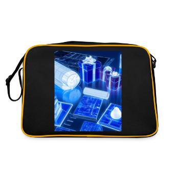 Weihnachten Weihnachtsbaum Schematic Blaupause - Retro Tasche - Schwarz/Gold - Hinten