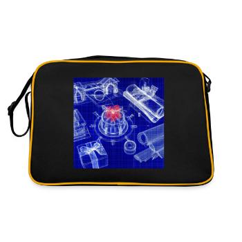 Weihnachten Weihnachtsbaum Schematic Blaupause - Retro Tasche - Schwarz/Gold - Hinten