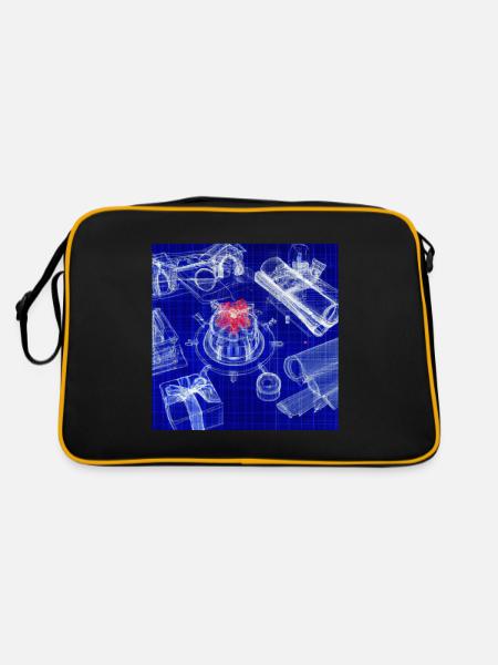 Christmas Christmas Tree Schematic Blueprint - Retro Bag - black/gold - Back
