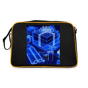 Weihnachten Weihnachtsbaum Schematic Blaupause - Retro Tasche - Schwarz/Gold - Hinten