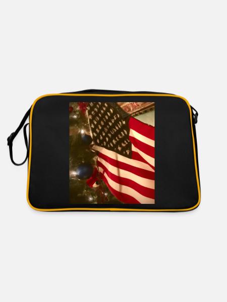 American Christmas Christmas Tree with US - Retro Bag - black/gold - Back