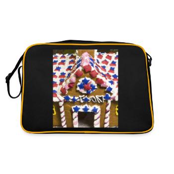American Christmas Gingerbread House with US - Retro Bag - black/gold - Back
