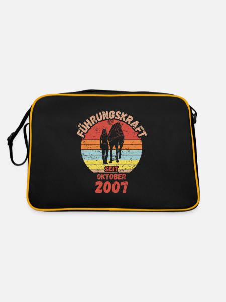Führungskraft Reiten Geburtstag Oktober 2007 - Retro Tasche - Schwarz/Gold - Hinten