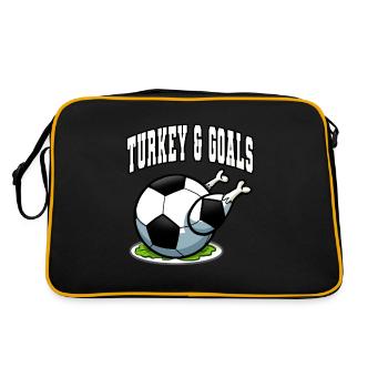 Thanksgiving Fußball Türkei und Tore - Retro Tasche - Schwarz/Gold - Hinten