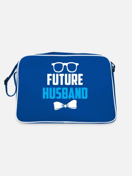Future Husband Wedding Groom Party - Retro Bag - blue/white - Back