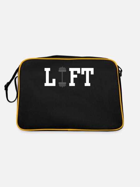 Lift Workout Gewichtheber Gewichtheben Gym - Retro Tasche - Schwarz/Gold - Hinten