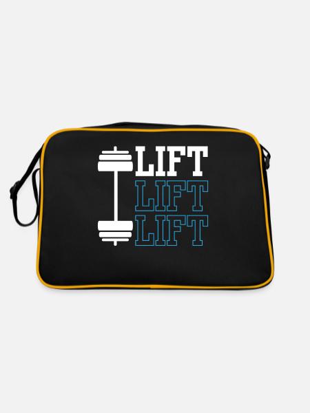 Lift Workout Gewichtheber Gym Gewichtheben - Retro Tasche - Schwarz/Gold - Hinten