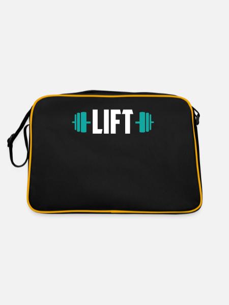 Lift Gewichtheber Gym Gewichtheben Workout - Retro Tasche - Schwarz/Gold - Hinten