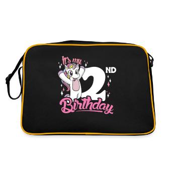 2nd Birthday Kids Unicorn Toodler Second - Retro Tasche - Schwarz/Gold - Hinten