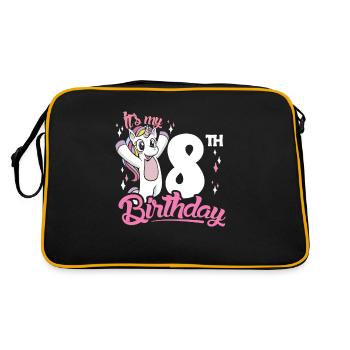 8th Birthday Kids Unicorn Toodler Eight - Retro Tasche - Schwarz/Gold - Hinten