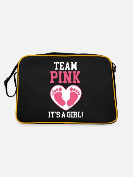 Team Pink Its A Girl - Retro Tasche - Schwarz/Gold - Hinten